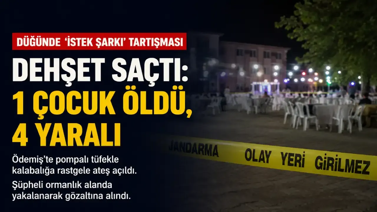 İzmir'de düğünde istek şarkı tartışması silahlı saldırıya dönüştü: 1 çocuk ölü, 4 yaralı