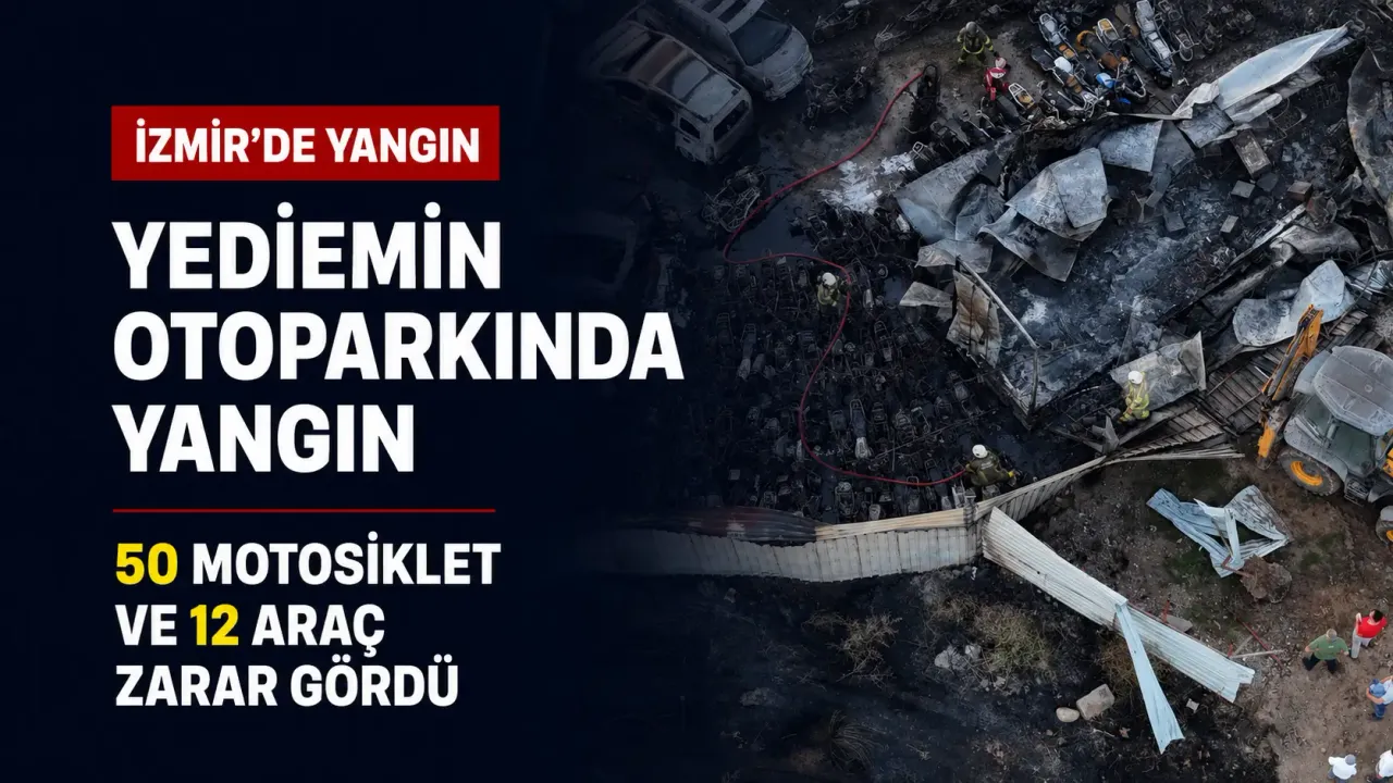 İzmir'de yediemin otoparkında yangın: 62 araç kullanılamaz hale geldi