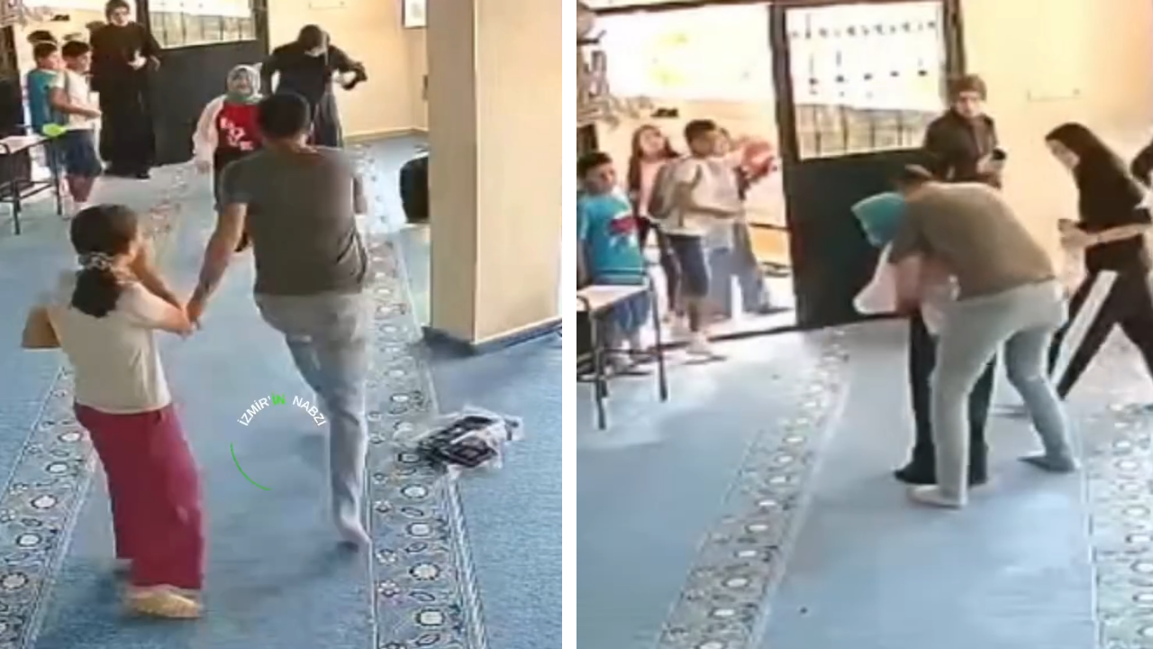 Karabağlar’da öğrencinin yardımına imam yetişti: O anlar kamerada