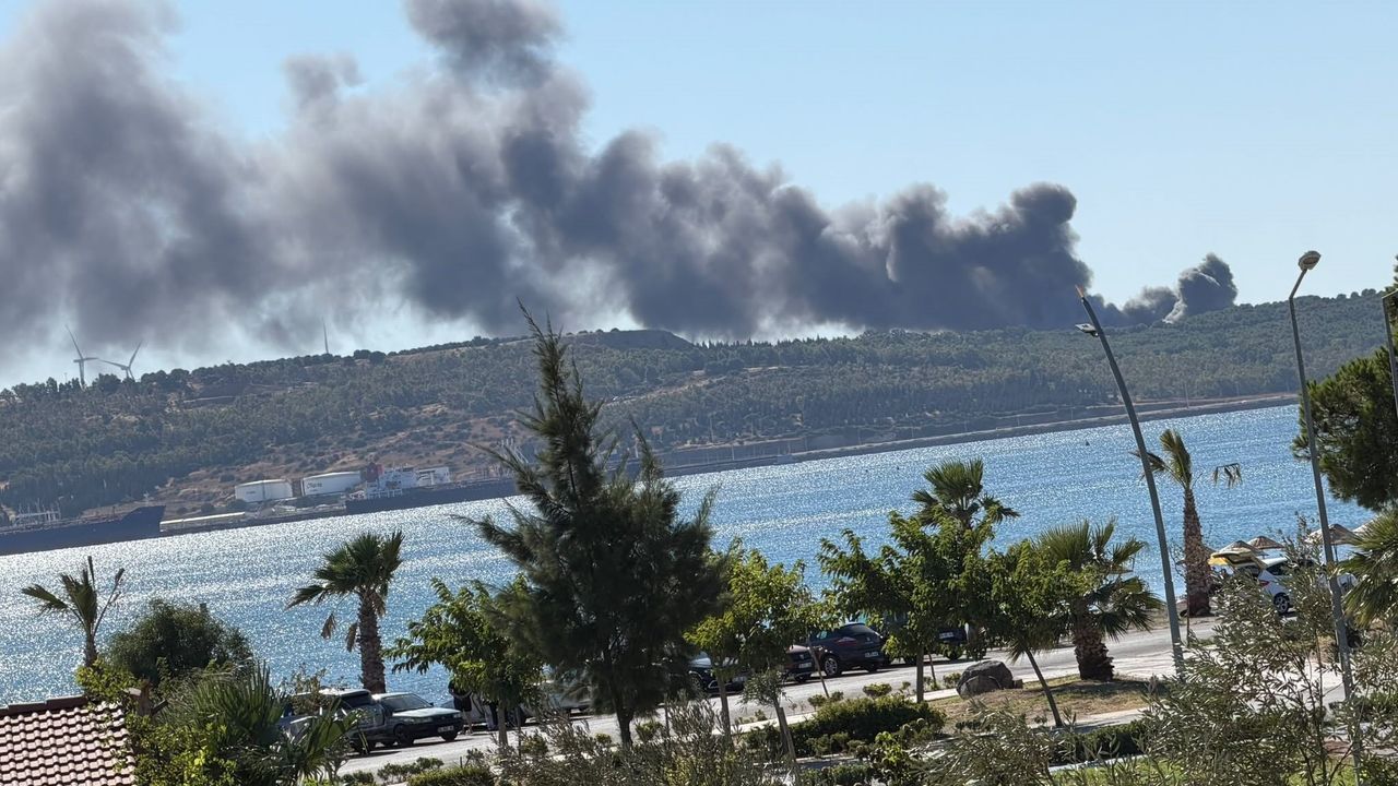 Aliağa'da gemi söküm tesislerindeki hurdalık deposunda yangın