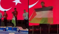 Filistin bayrağı açan milli sporcu böyle tehdit edildi! 'Şampiyonluğunu alırız'