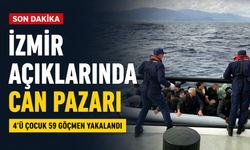 İzmir açıklarında can pazarı: 4’ü çocuk 59 göçmen yakalandı