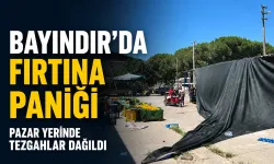 İzmir’de pazar yerinde fırtına paniği: Çırpı'da şiddetli rüzgâr tezgahları devirdi