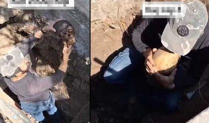 Skandal görüntüler! Diyarbakır'da mezardan çıkardıkları insan kemikleriyle...