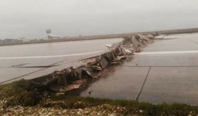 Hatay Havalimanı pisti yıkıldı! Görüntüler dehşete düşürdü