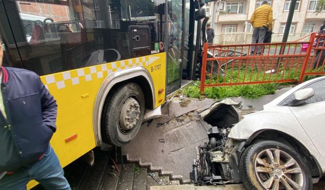 İstanbul’da halk otobüsü dehşeti! Önüne geleni sürükleyip durağa daldı