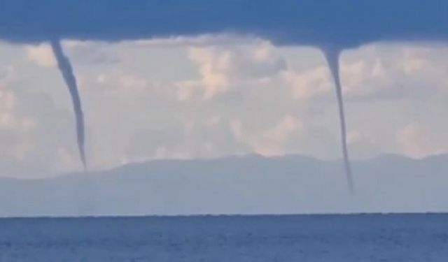 İzmir'de panik yaratan görüntü! Aynı anda 8 hortum birden çıktı