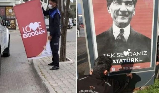 Love Erdoğan afişleri yerine  Atatürk afişleri astıran belediye başkanına soruşturma