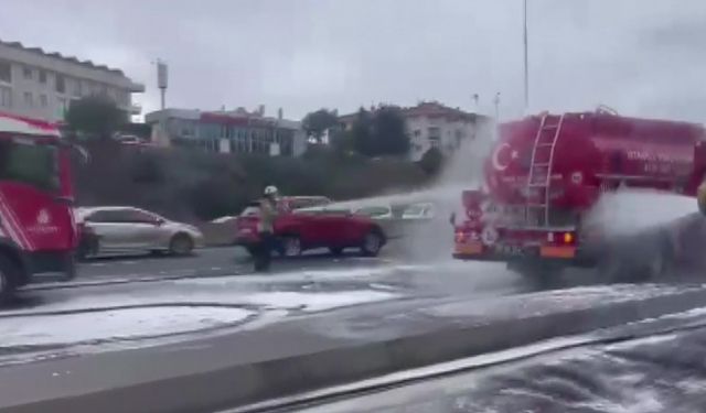 Maltepe'de İBB'nin atık yağ taşıma tankerinde korkutan yangın