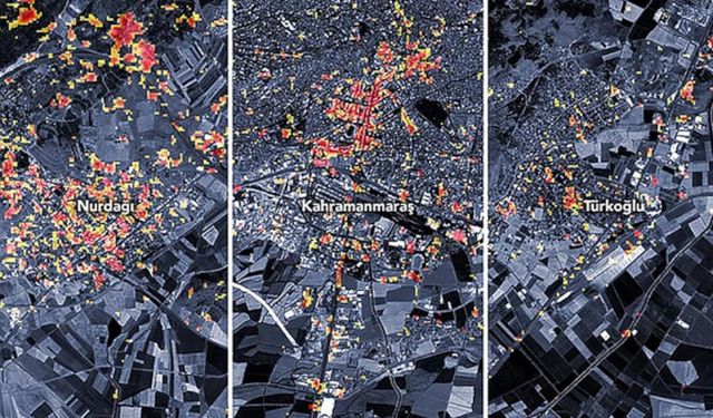 NASA depremin uydu haritasını yayınladı: Sarsıntının şiddeti görüntülere yansıdı