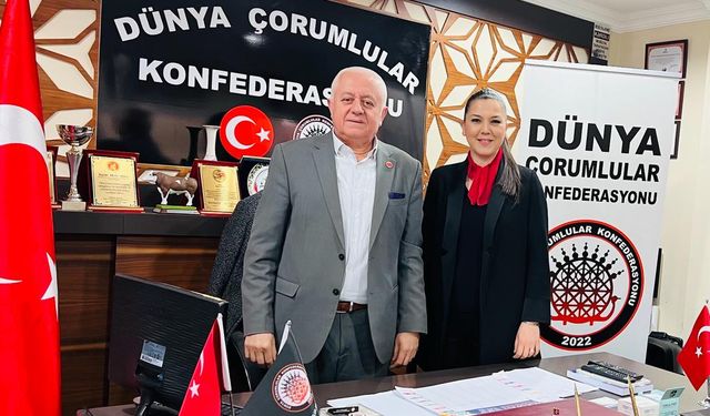 Sevda Özbek'ten Dünya Çorumlular Konfederasyonu'na ziyaret