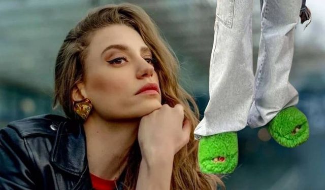 Serenay Sarıkaya'nın yeşil tüylü terlikleri dalga konusu oldu! Bakın fiyatı ne kadar?