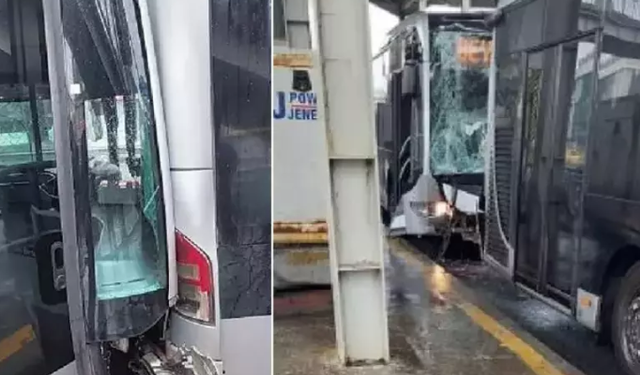 İstanbul'da iki metrobüs çarpıştı! Bölgeye ekipler sevk edildi