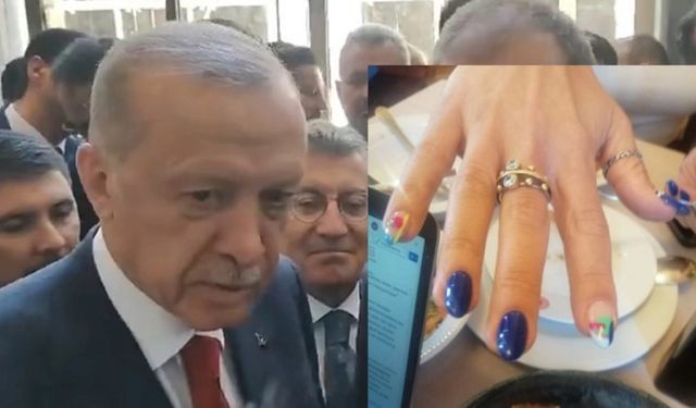 Erdoğan muhabirin tırnaklarını görünce şaşkına döndü! O anlar kameralara yansıdı