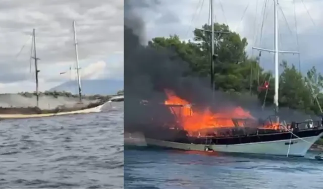 Muğla Göcek açıklarında gulet yangını: Tekne küle döndü