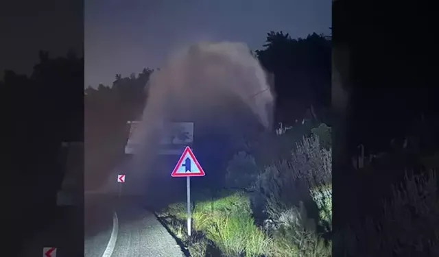 Bodrum’da içme suyu hattı patladı: Tonlarca su boşa aktı