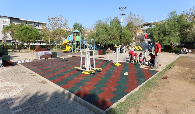 Menderes'in parkları çocukların güvenliği için yenilendi