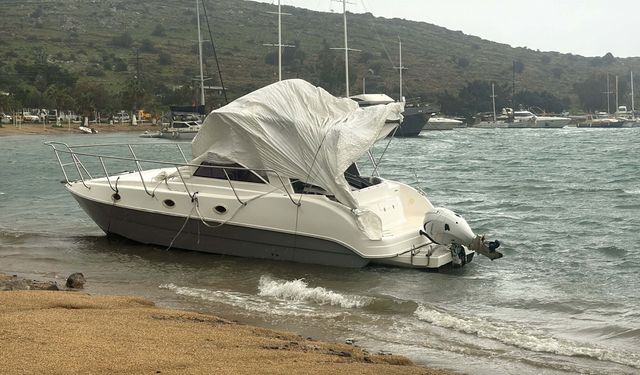 Bodrum’da fırtına hayatı felç etti: Feribotlar iptal, motoryat karaya oturdu