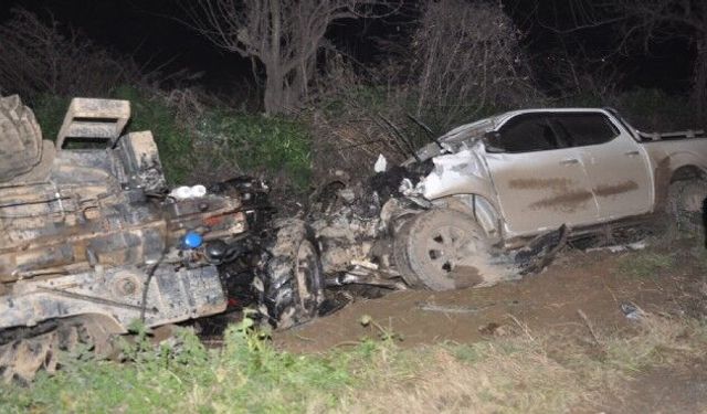 İzmir Ödemiş’te feci kaza: Traktör ve pikap çarpıştı, 2 sürücü yaralı