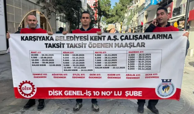Kent A.Ş. işçilerinden Karşıyaka Çarşı'da eylem: 7 aydır maaş yok, alacak 400 bin TL'ye dayandı