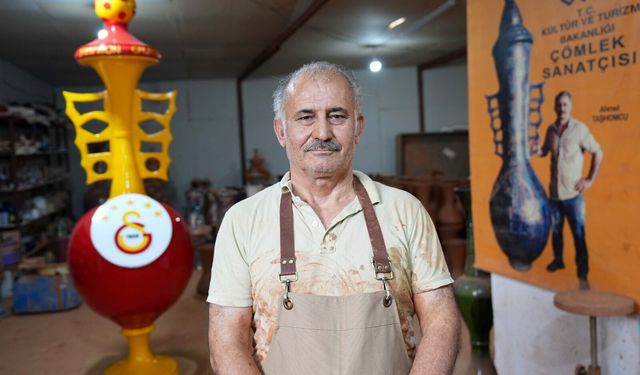 Menemenli ustadan Galatasaray’a 3 metrelik şampiyonluk vazosu