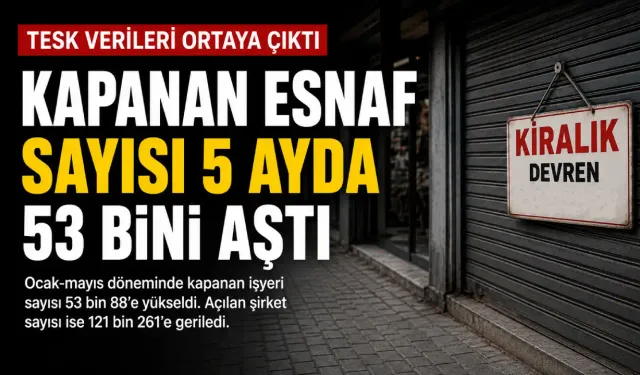 TESK verileri yayımladı: 5 ayda 53 binden fazla işyeri kapandı
