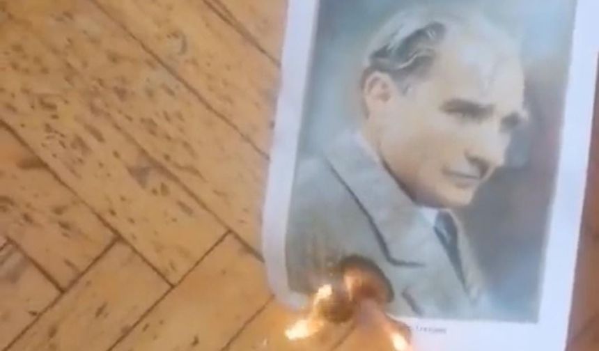 Hadsizlik had safhada! Atatürk resmini yakıp küfretti