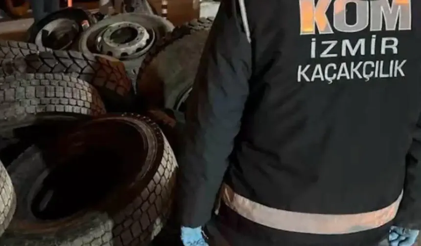 İzmir’de kaçakçılık operasyonu: Lastiğe gizlenmiş 8 bin 550 paket kaçak sigara bulundu