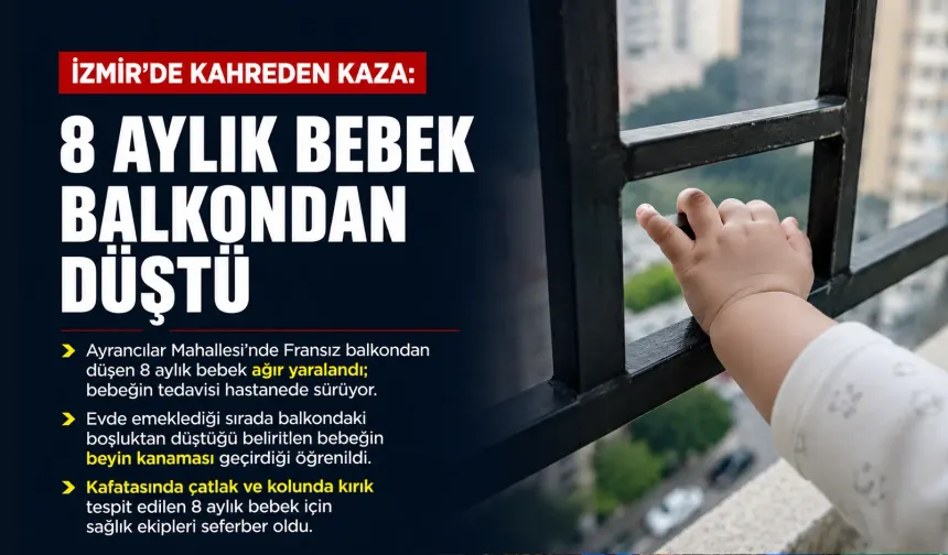 İzmir’de kahreden kaza: 8 aylık bebek balkondan düştü