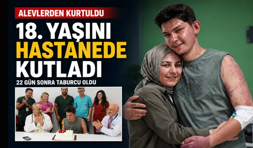 Denizli'de yanan otobüsten kurtulan Erenay hastaneden doğum gününde çıktı