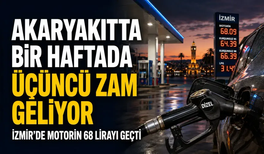 Akaryakıtta bir haftada üçüncü zam geliyor: İzmir’de motorin 68 lirayı geçti