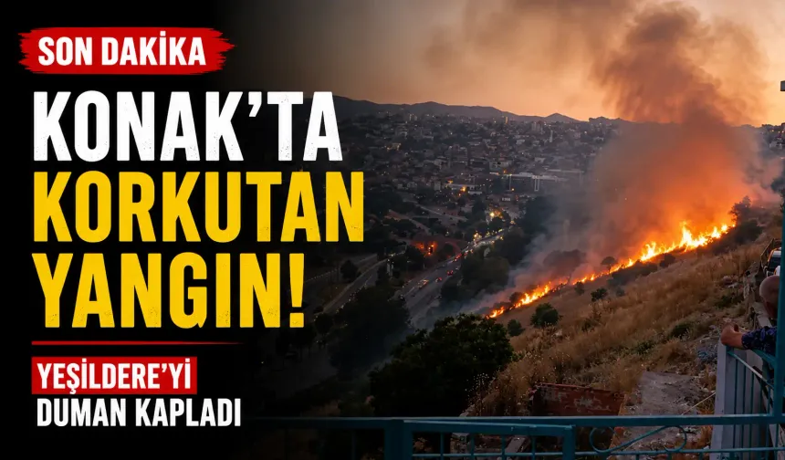 Konak'ta korkutan yangın: Dumanlar Yeşildere'yi kapladı!