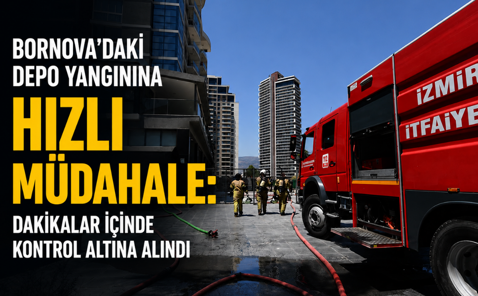 Bornova’daki depo yangınına hızlı müdahale: Dakikalar içinde kontrol altına alındı