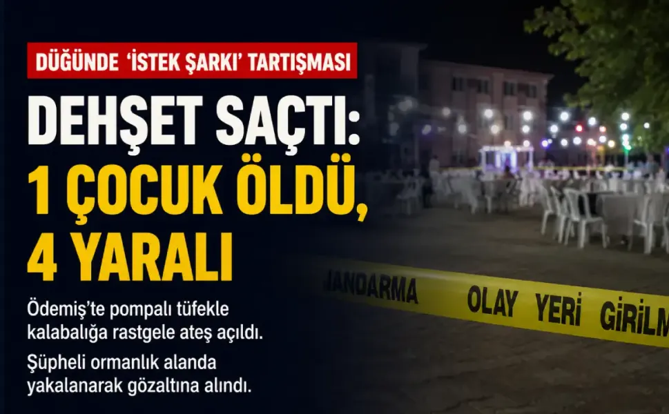 İzmir'de düğünde istek şarkı tartışması silahlı saldırıya dönüştü: 1 çocuk ölü, 4 yaralı