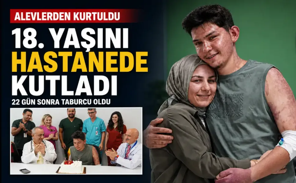 Denizli'de yanan otobüsten kurtulan Erenay hastaneden doğum gününde çıktı