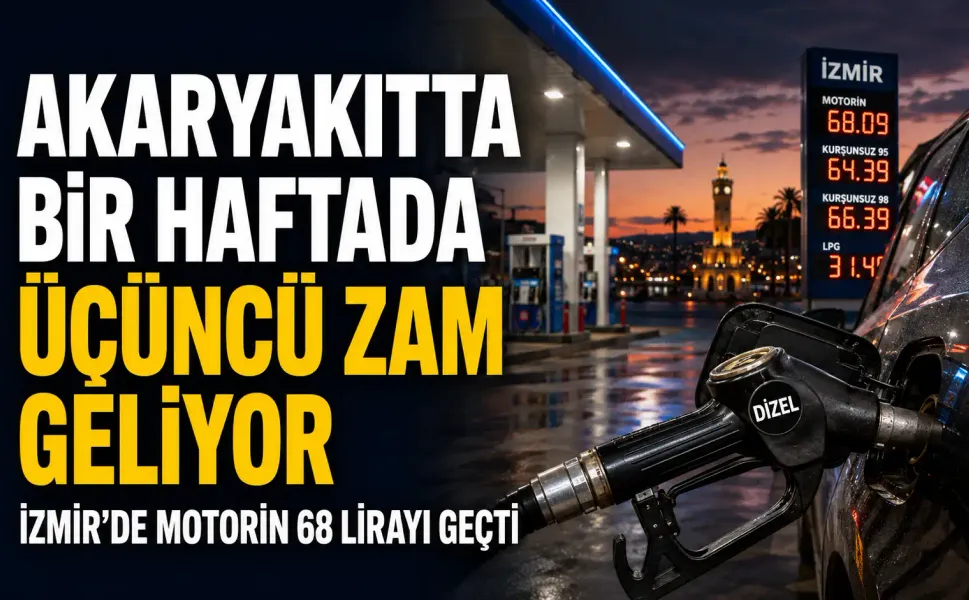 Akaryakıtta bir haftada üçüncü zam geliyor: İzmir’de motorin 68 lirayı geçti