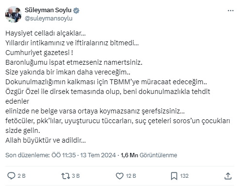 Süleyman Soylu Dokunulmazlığının Kaldırılmasını Istedi