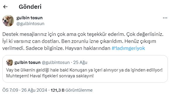 Gülbin Tosun Açıklama