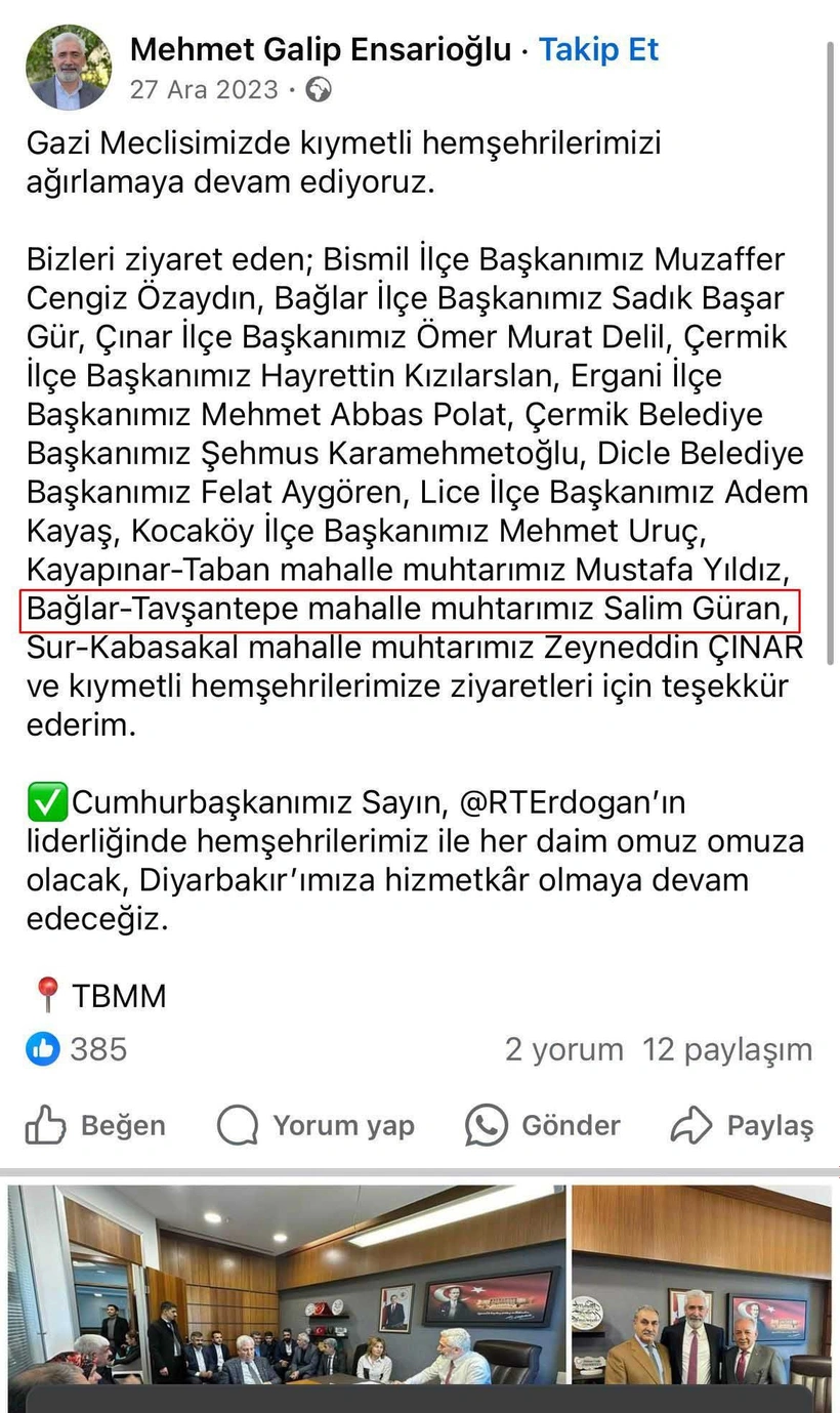 Narin Güran'ın Tutuklu Amcasının Ak Parti'li Galip Ensarioğlu Ile Fotoğrafı Ortaya Çıktı! 3