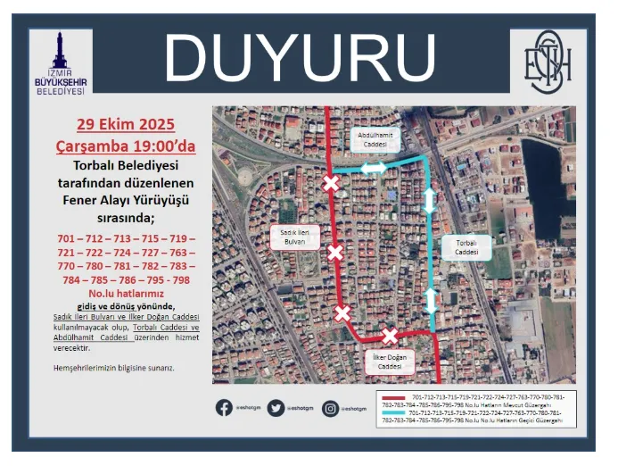 Cumhuriyet Bayraminda Izmirde Bazi Yollar Kapali20 Eshot Hatti Degisti-1