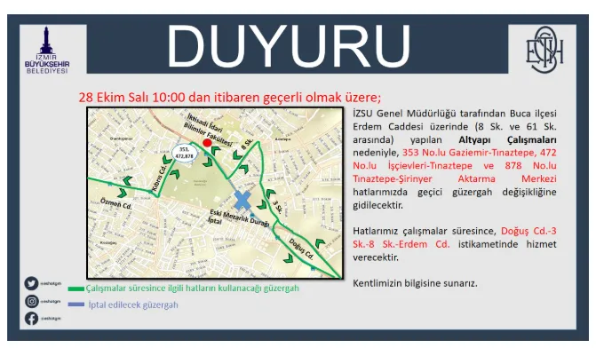 Eshottan Uyari 12 Numarali Eshot Hattinin Guzergahi Bugun Saat 1000Dan Itibaren Degistirildi-1