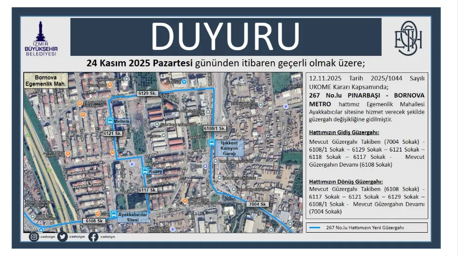 Eshot Bugun Icin Duyuru Yapti Izmirdeki Bu Hattin Guzergahi Degisti