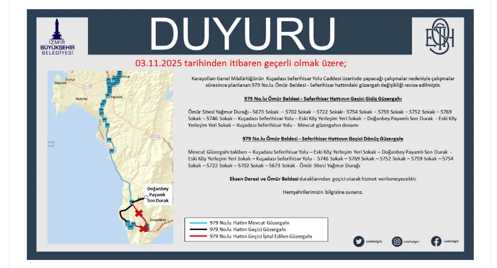 Izmirde Soz Konusu Hatti Kullanan Yolcular Icin Uyari Eshot Guzergah Degisikligini Guncelledi 1