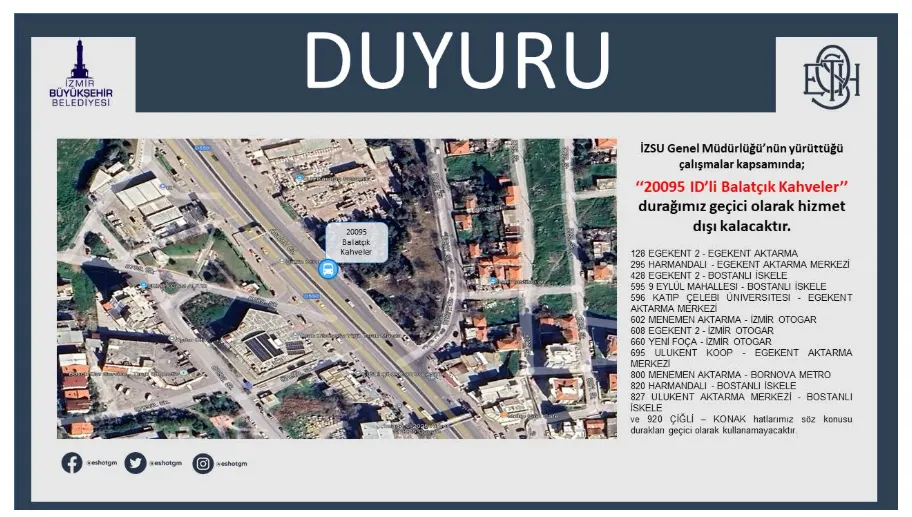 Izsunun Altyapi Calismalari Yuzunden Bu Eshot Duragi Gecici Sureyle Kapali 13 Hat Bu Durumdan Etkilendi 1