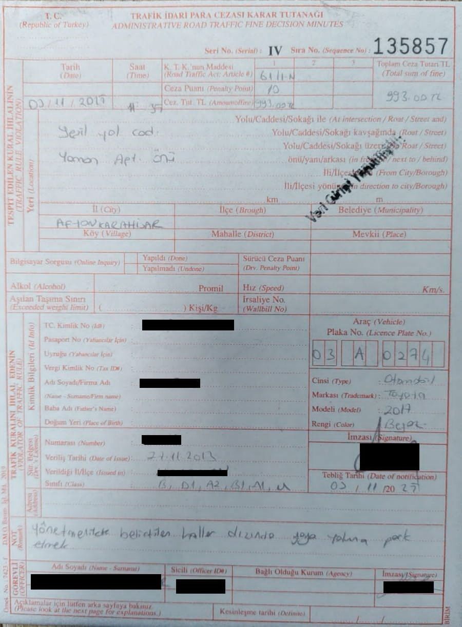 Yaya Geçidine Park Eden Polise Para Cezası Afyonkarahisar
