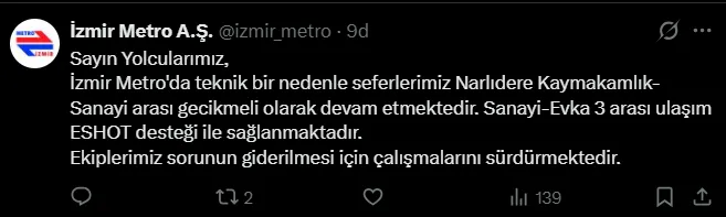 Izmir Metro Arıza