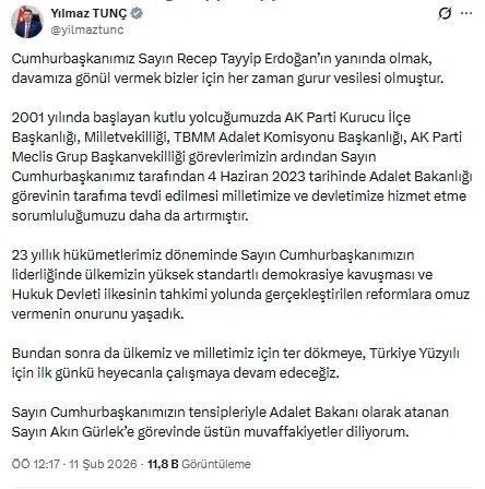 0X0 Kabinede Gorev Degisimi Adalet Bakani Akin Gurlek Icisleri Bakani Mustafa Ciftci Oldu 1770758726506