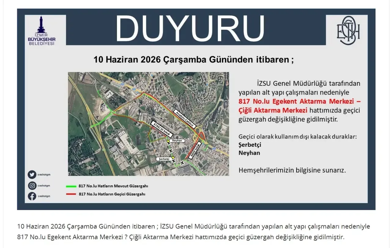 Eshot Duyurdu Izmirde O Hatlar Gecici Olarak Kapanacak 10 Haziran A Dikkat 3